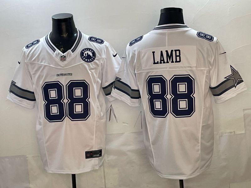 2026 Men Dallas Cowboys #88 Lamb White 6th generations Throwback Nike Limited NFL Jersey style 002